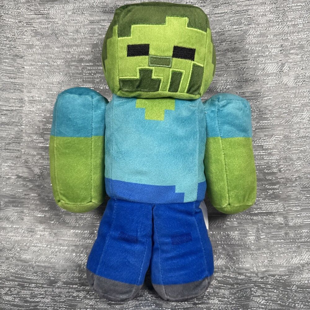 2022 Official Minecraft Zombie Plush 13”Blue Green Stuffed Mojang Oeko Tex